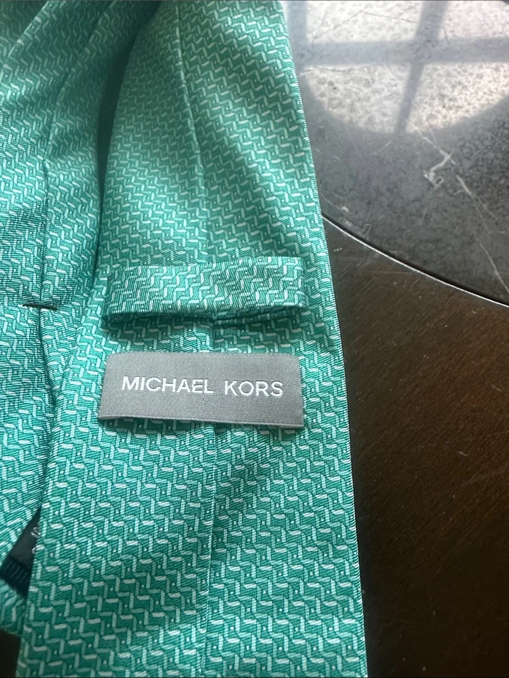 Michael Kors Teal Geometric Silk Tie